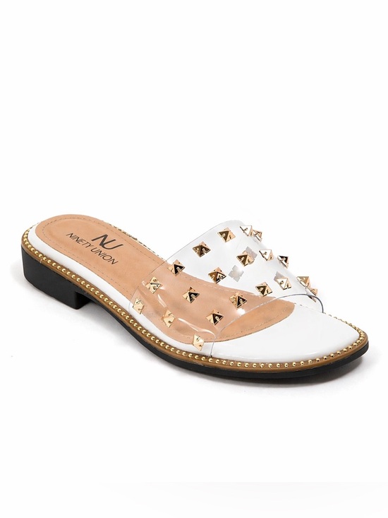 Ninety Union Shoes - Ninety Union Studded Slides in White & Black w/ Gold Accents, SZ 11 EUC